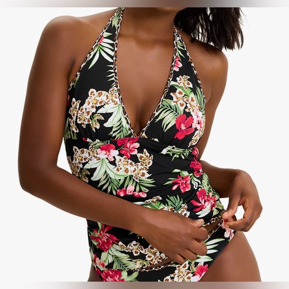 Tommy Bahama Lily Cat reversible Halter Tankini - L - New - Picture 1 of 7